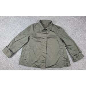 Norma Kamali Jacket Black Button Stretch Pockets‎ Work Rain Coat Blazer  Size 18